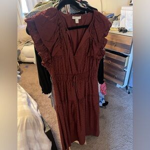 Chelsea & Violet Maroon Long Sleeve Dress